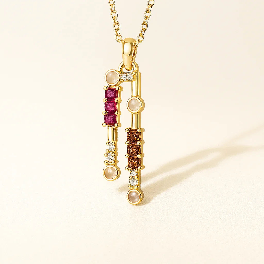 Natural Multistone Bar Drop Necklace Silver