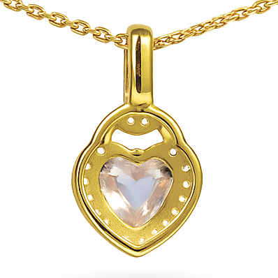 Natural Pink Rose Quartz Silver Halo Heart Necklace