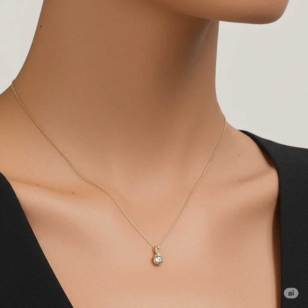 Natural Green Amethyst Pendant Necklace