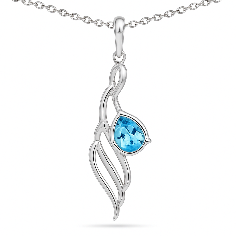 Natural Sky Blue Topaz Twisted Silver Necklace