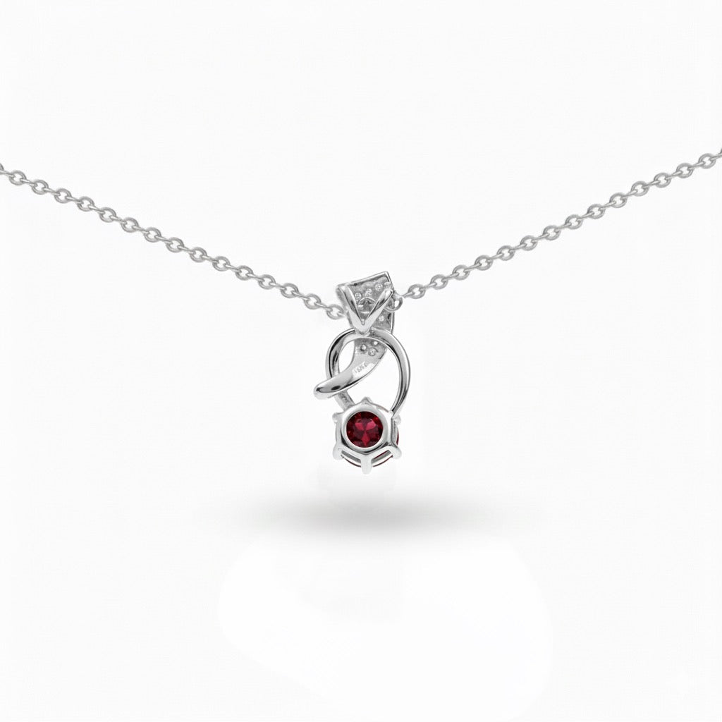 Natural Red Garnet Silver Trendy Necklace