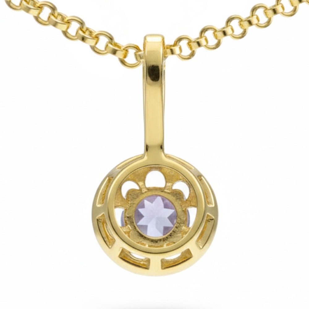 Natural Round Amethyst Dainty Sterling Silver Necklace