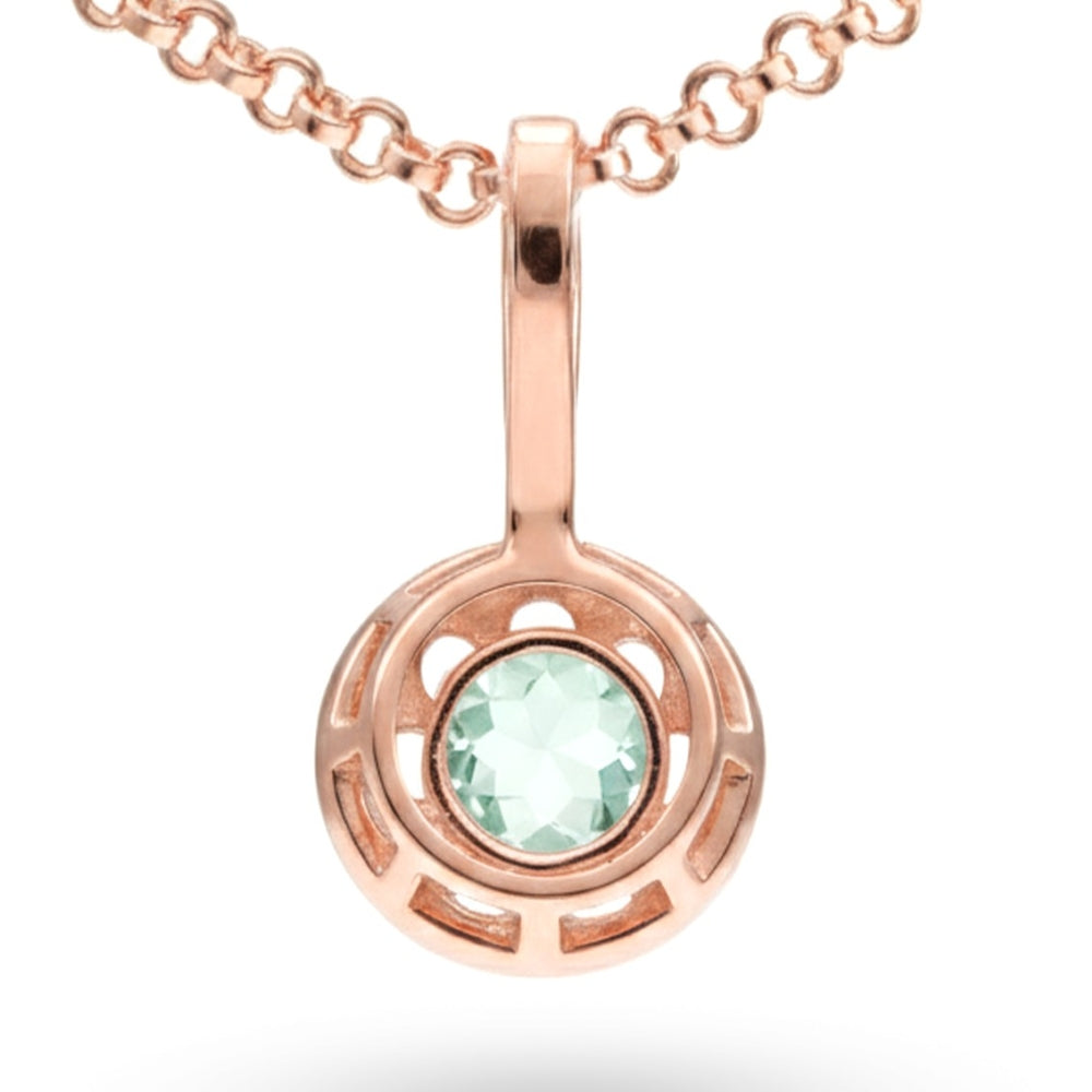 Round Natural Green Amethyst Birthstone Silver Necklace