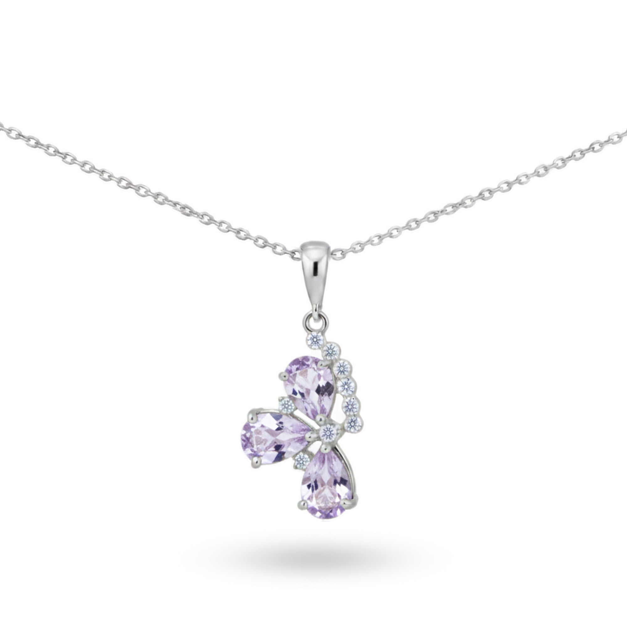 Natural Pear Amethyst Birthstone Pendant Necklaces