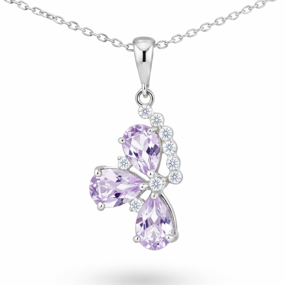 Natural Pear Amethyst Birthstone Pendant Necklaces