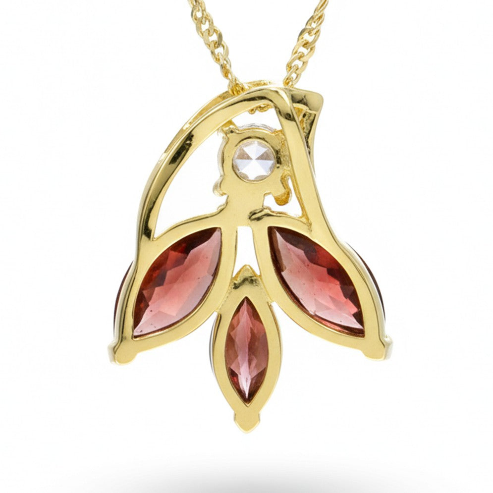 Natural Garnet Sterling Silver Floral Necklace