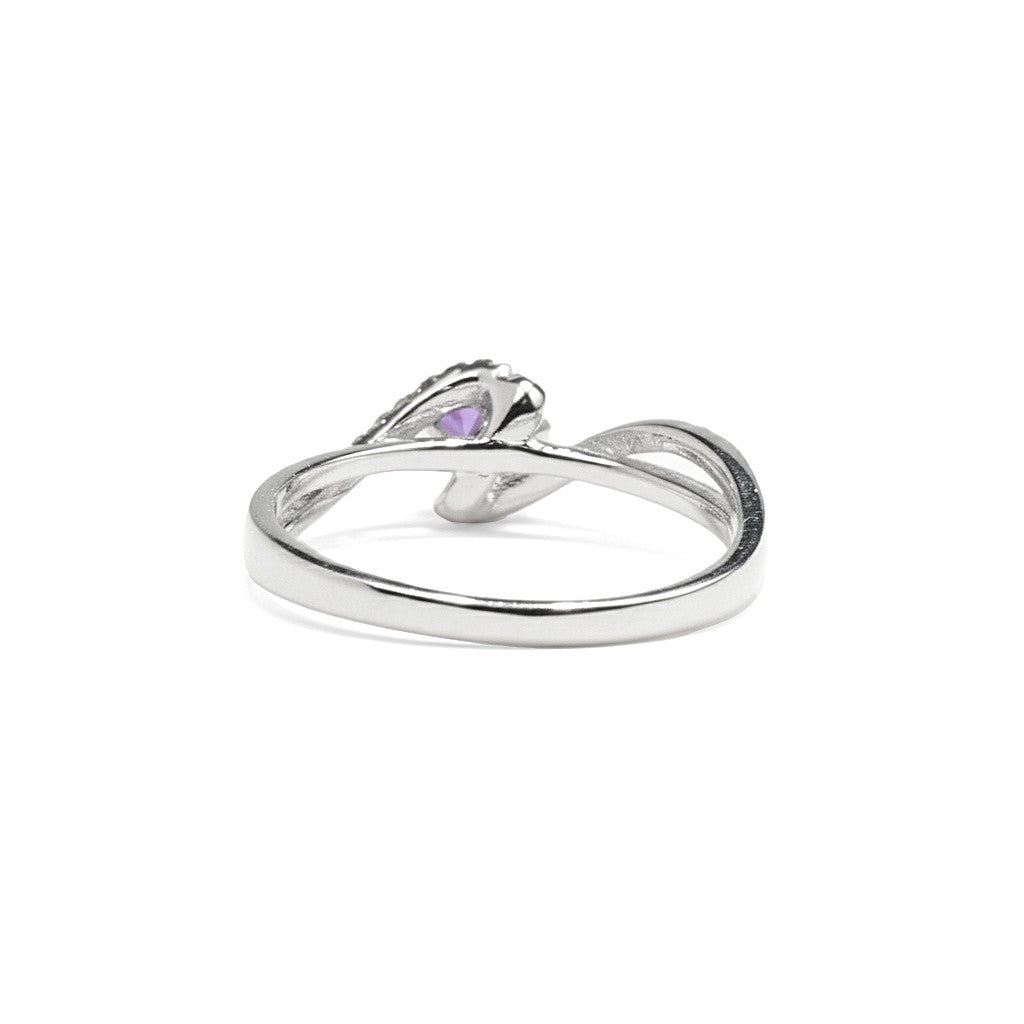 Natural Amethyst Stone Bypass Ring Silver