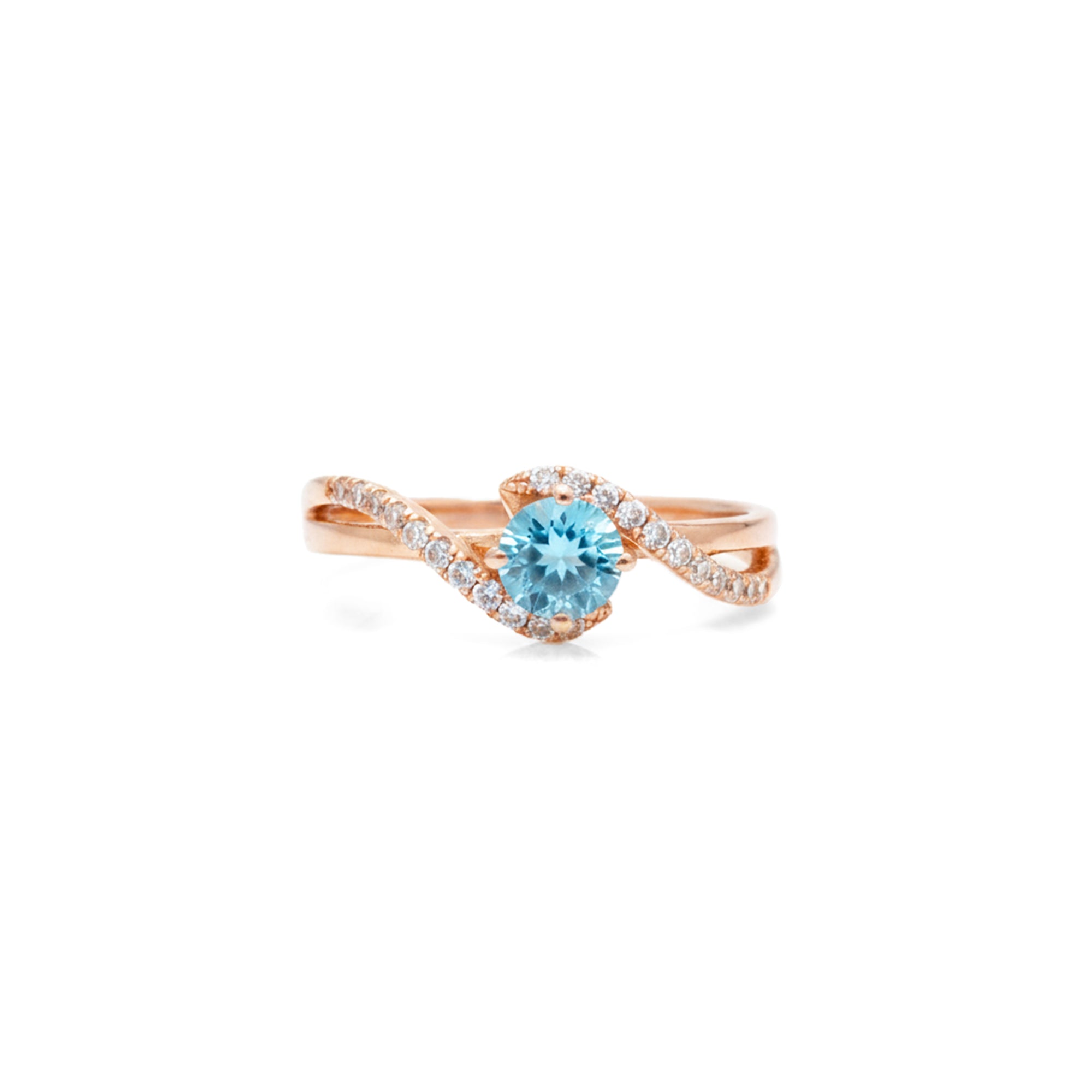 Natural Sky Blue Topaz Stone Bypass Ring Silver