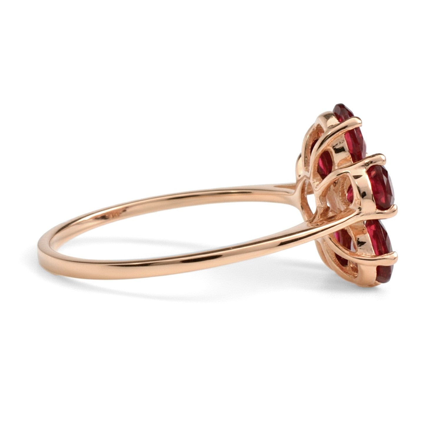 Natural Red Garnet Sterling Silver Flower Ring