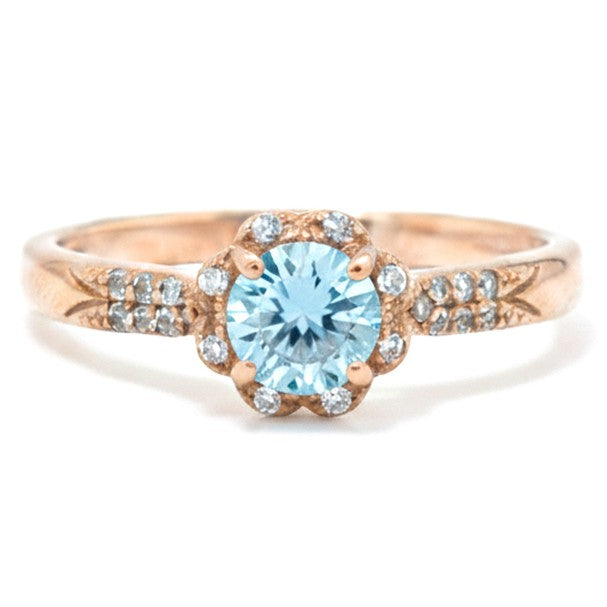 Round Natural Sky Blue Topaz Gemstone Silver Ring