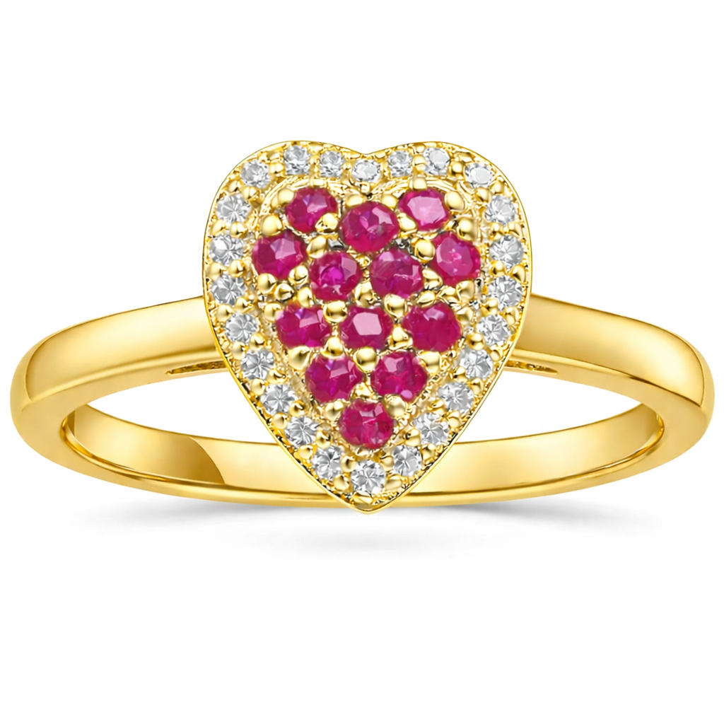 22k Gold Vermeil Ruby Fashion Heart Ring