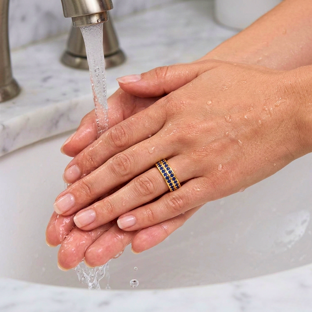 22k Gold Vermeil Blue Sapphire Dual Eternity Ring