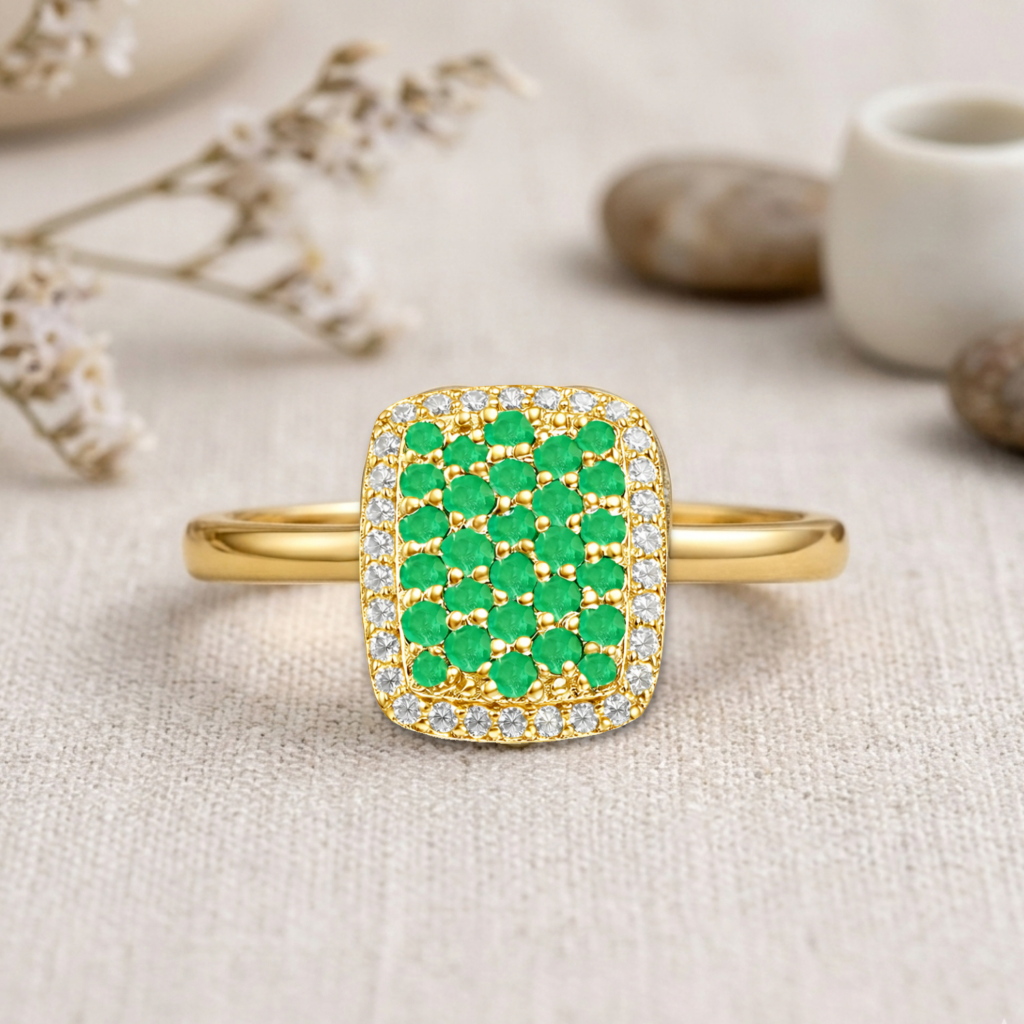 22k Gold Vermeil Emerald Statement Ring Fine Color Jewels