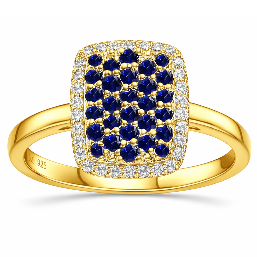 22k Gold Vermeil Blue Sapphire Statement Ring