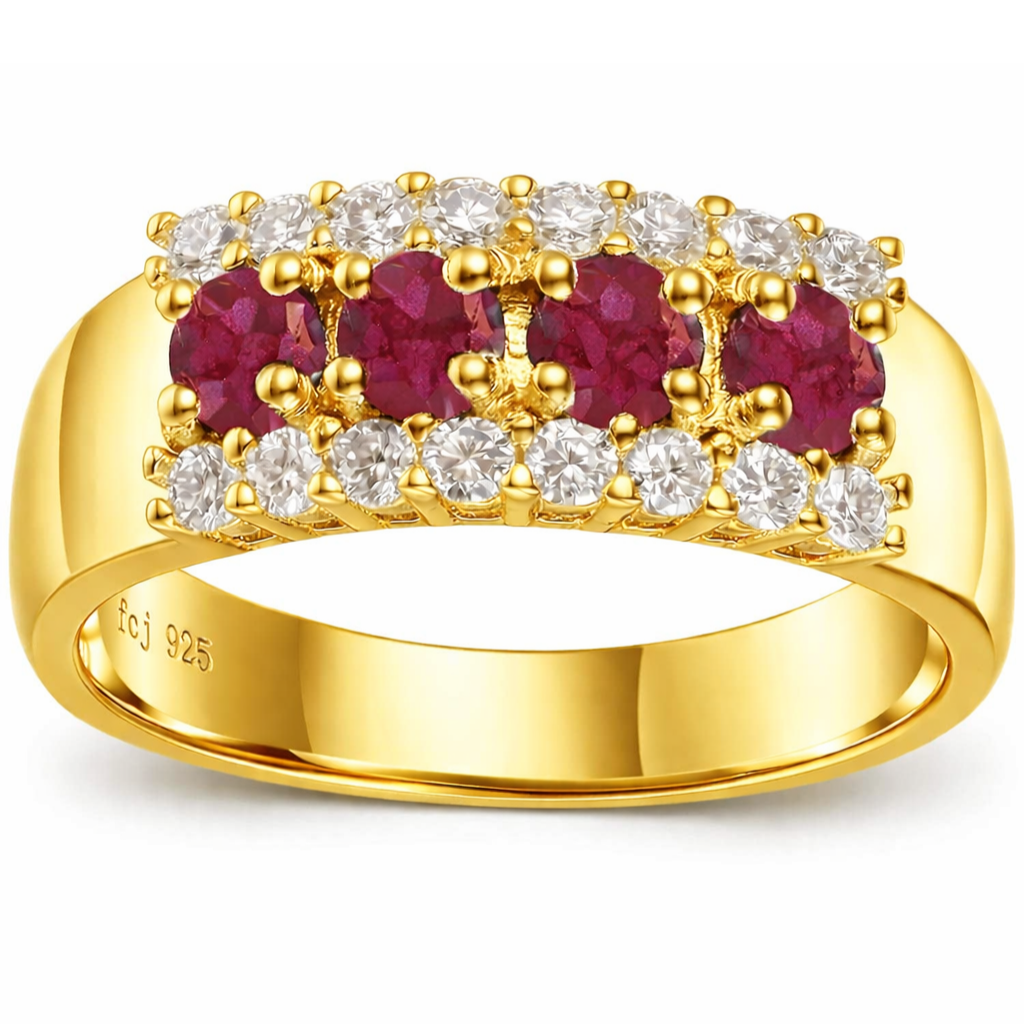 22k Gold Vermeil Ruby Eternity Band Ring
