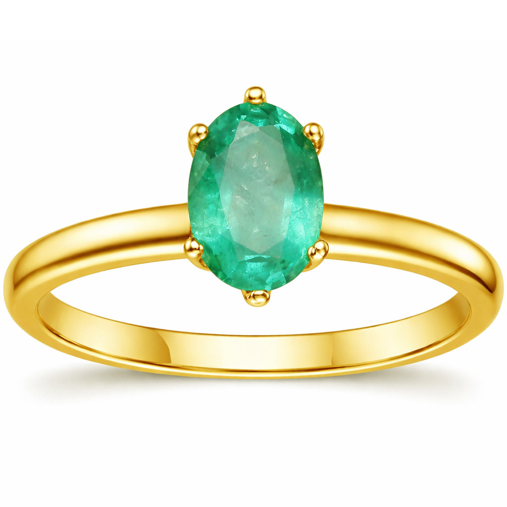 22k Gold Vermeil Emerald Solitaire Ring