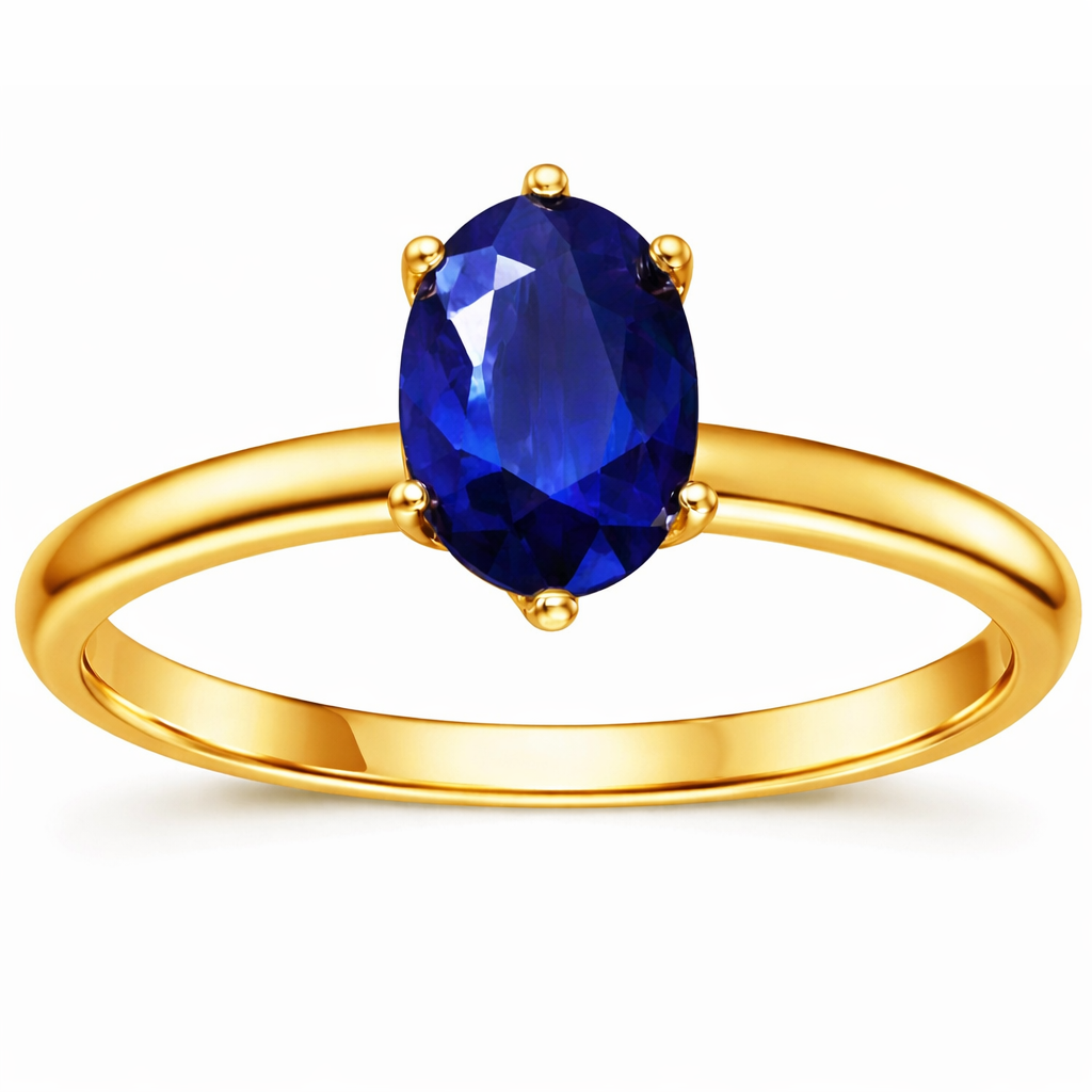 22k Gold Vermeil Blue Sapphire Solitaire Ring