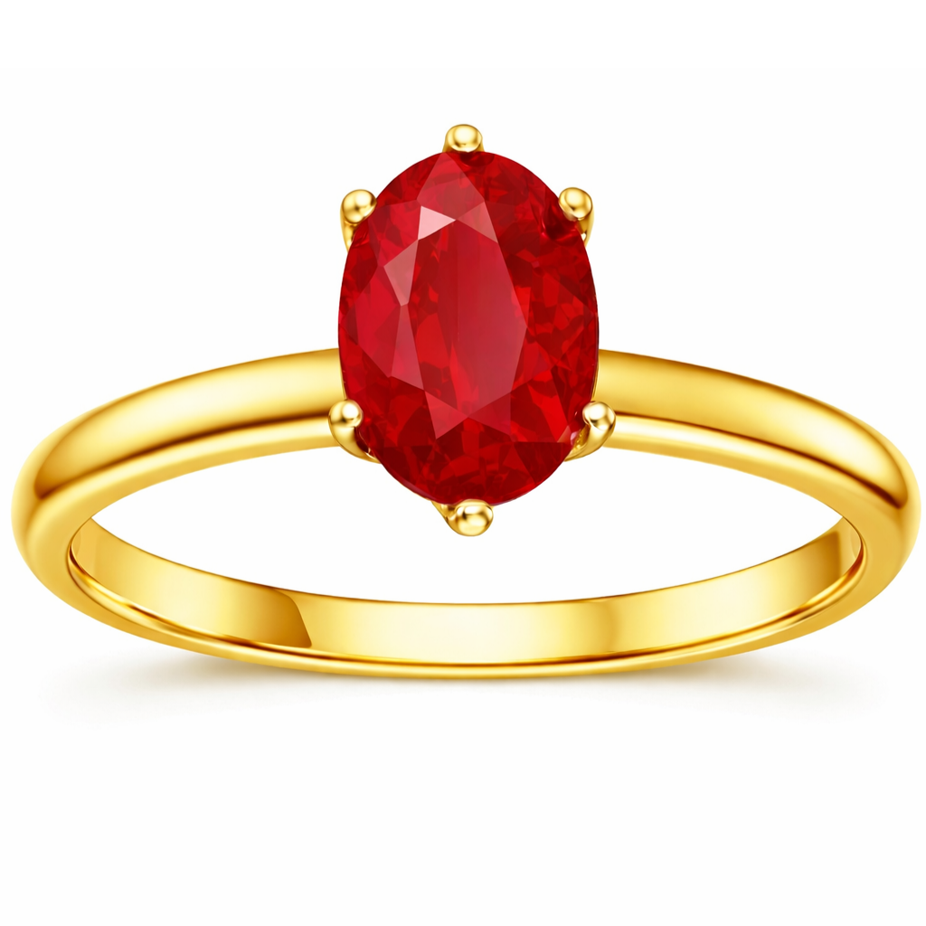 22k Gold Vermeil Genuine Spessartite Garnet Solitaire Ring