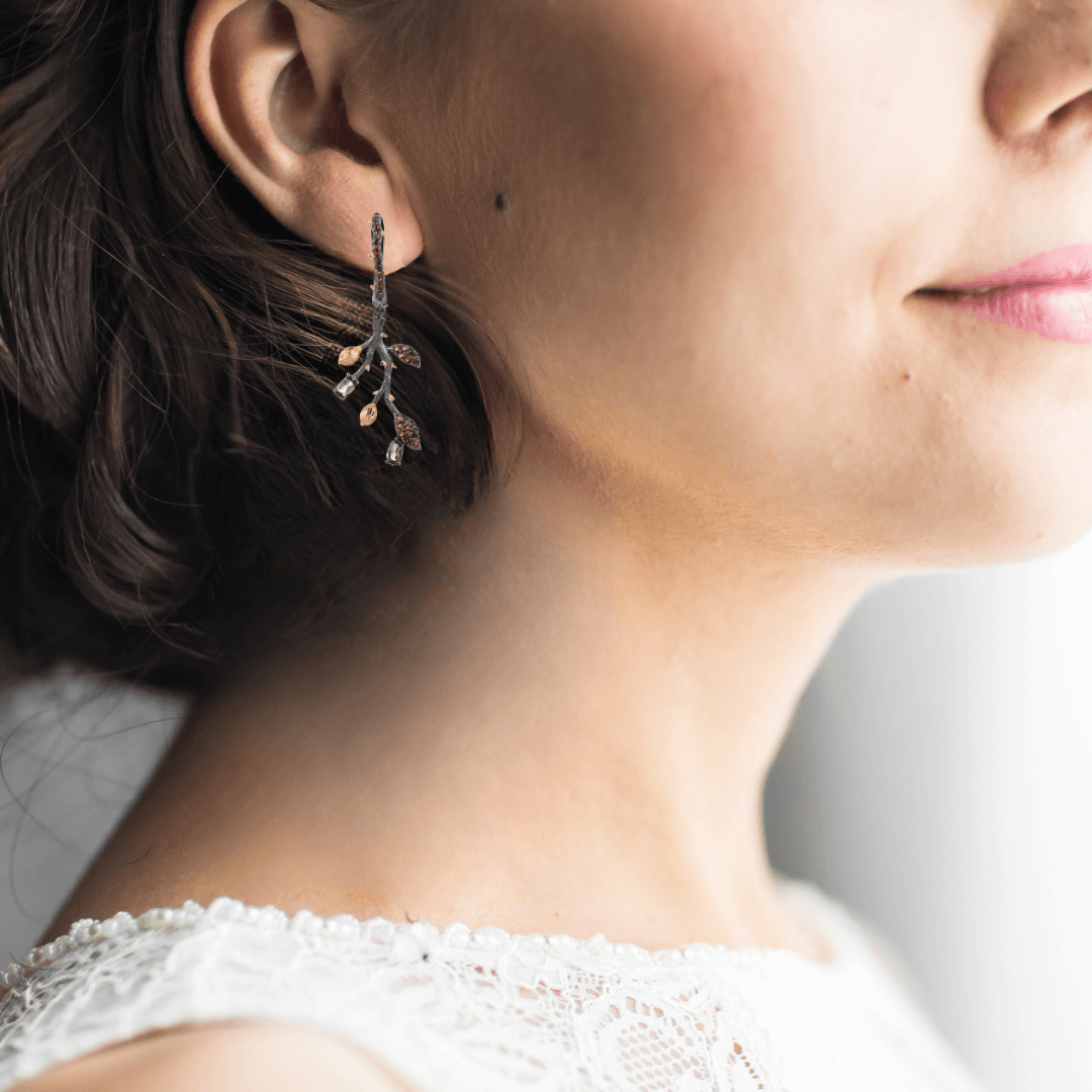 Smokey Quartz Leaf Dangling Earrings Fine Color Jewels 925 Sterling Silver, Dangle, dla-dm-discount-all-143240, dla-dm-discount-all-154898, Iolite, sale, Smokey Quartz
