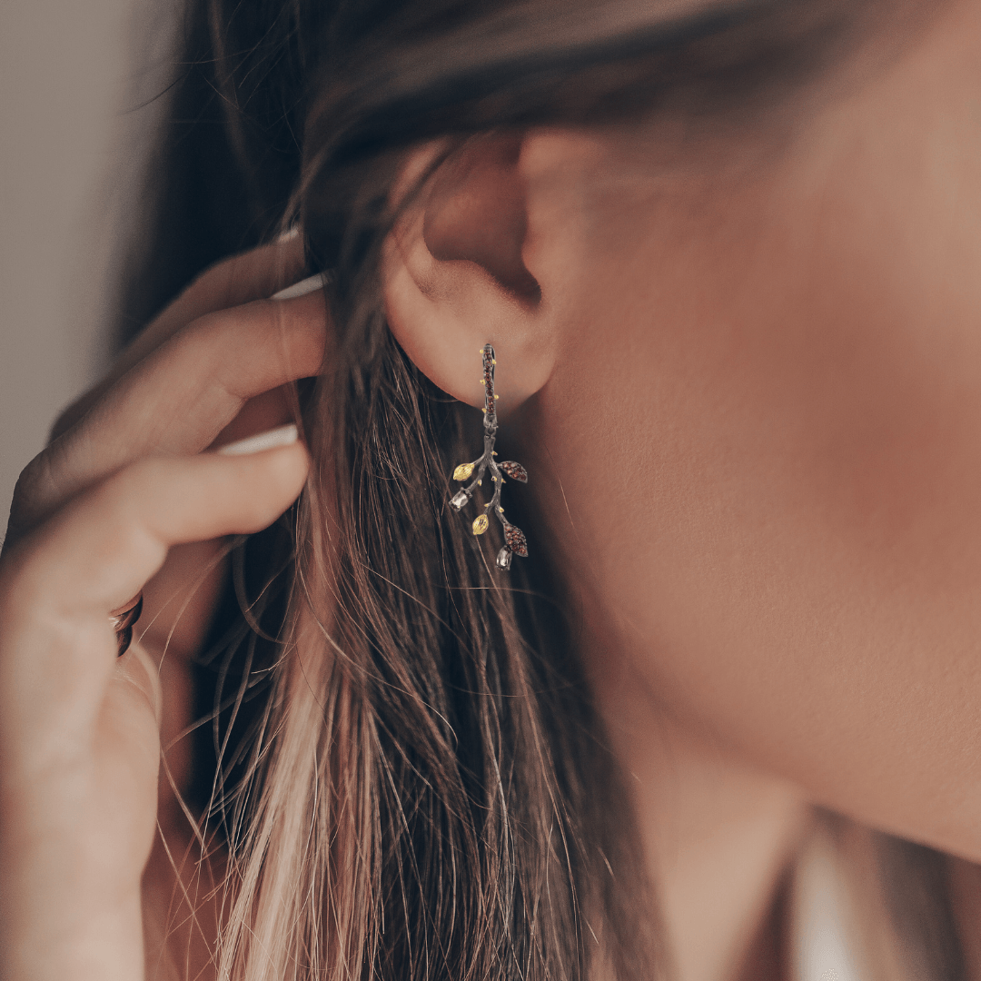 Smokey Quartz Leaf Dangling Earrings Fine Color Jewels 925 Sterling Silver, Dangle, dla-dm-discount-all-143240, dla-dm-discount-all-154898, Iolite, sale, Smokey Quartz