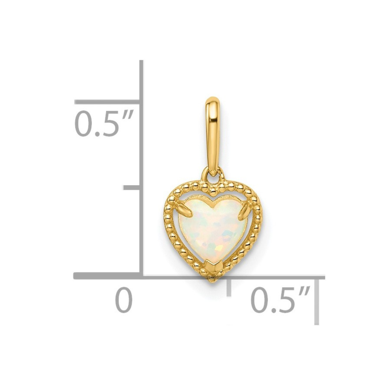 14k Yellow Gold Lab Created Opal Heart Pendant