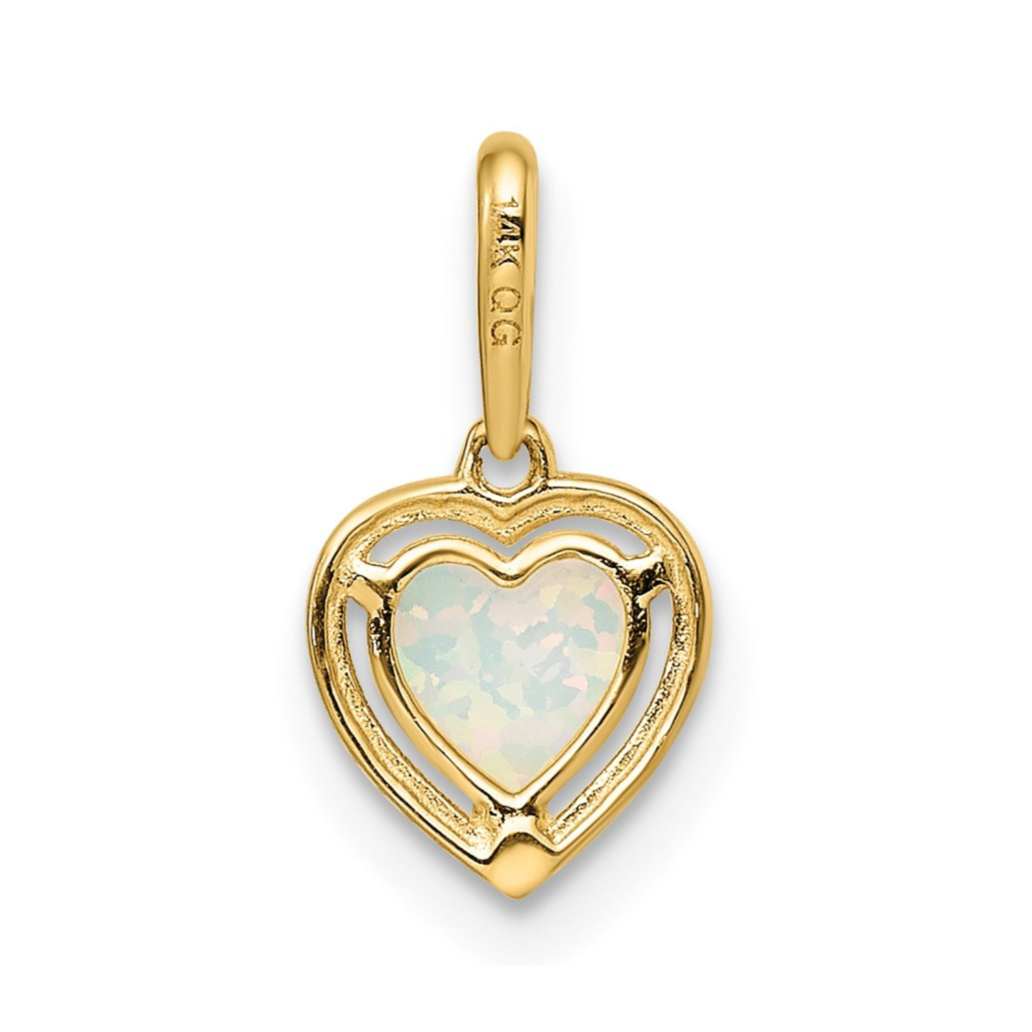 14k Yellow Gold Lab Created Opal Heart Pendant