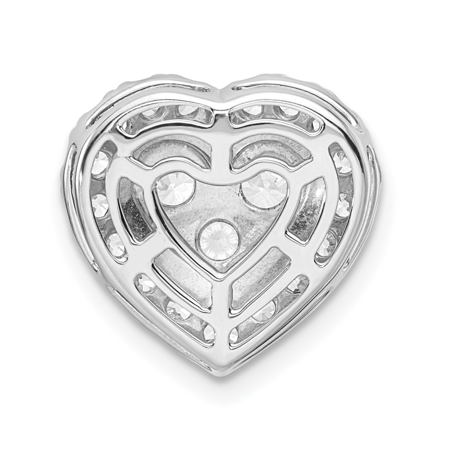 Lab Grown Diamond Halo Heart Chain Slide Pendant 14k Gold