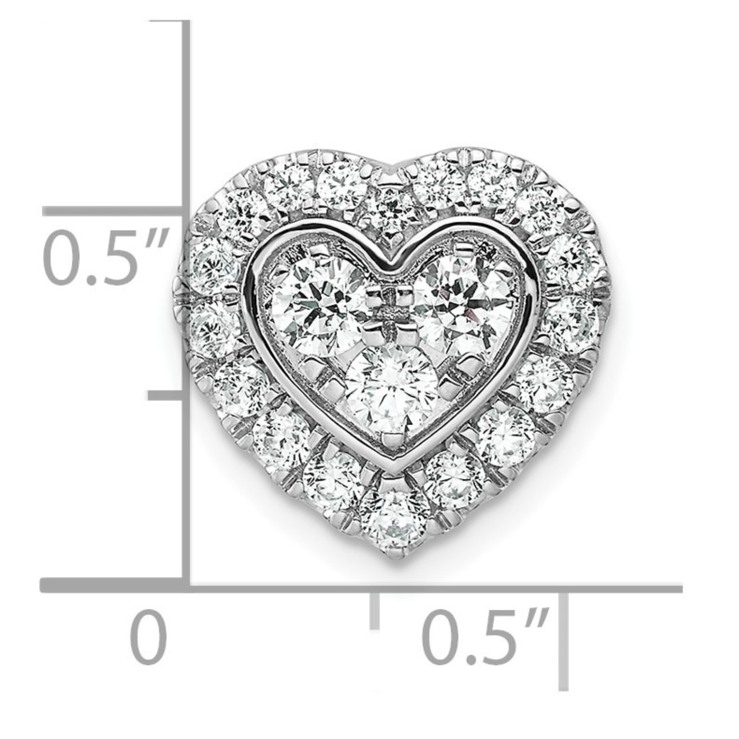 Lab Grown Diamond Halo Heart Chain Slide Pendant 14k Gold