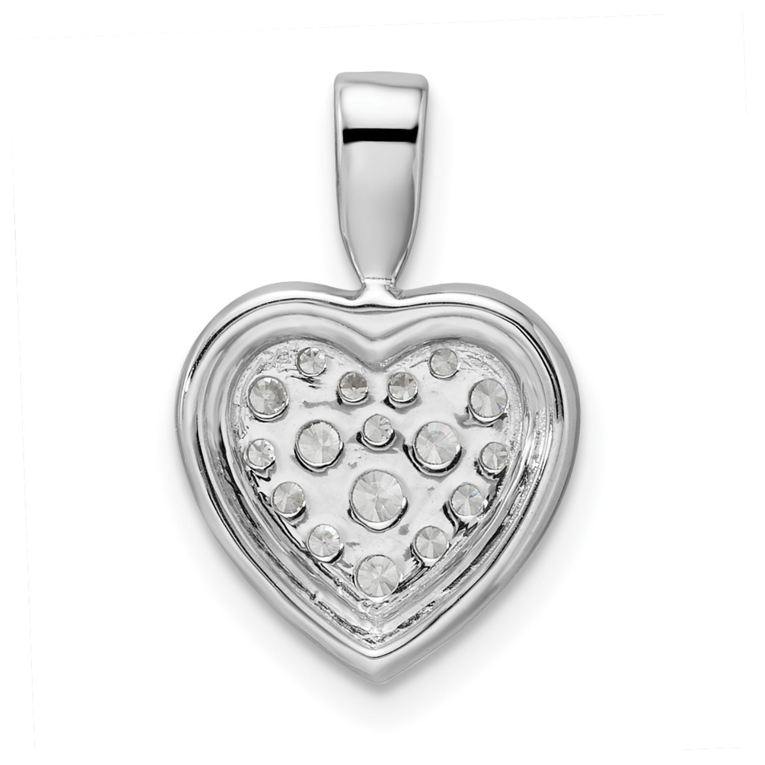 14k White Gold Lab Diamond Cluster Heart Pendant