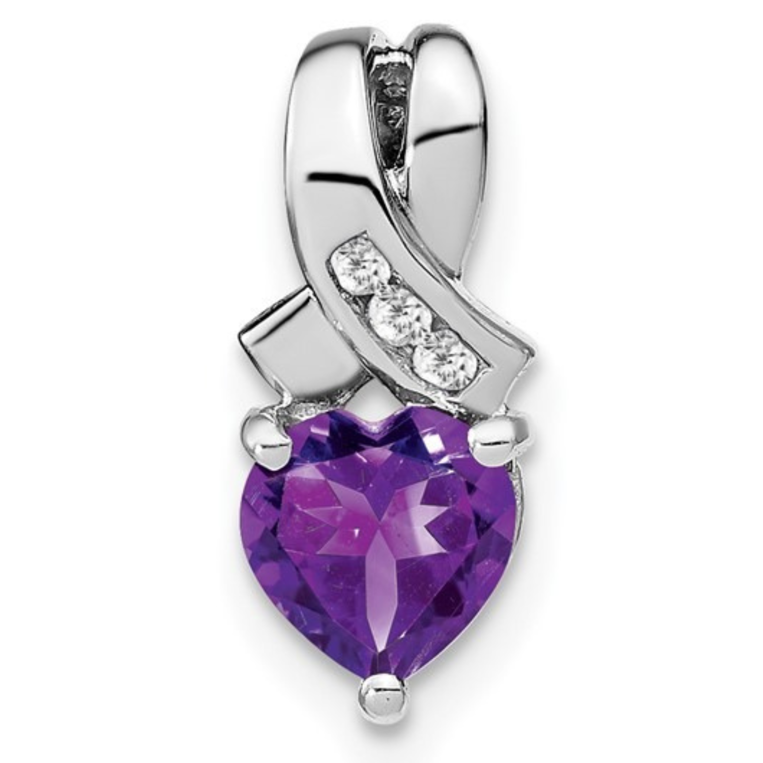 Sterling Silver Gemstones and Diamond Heart Pendant