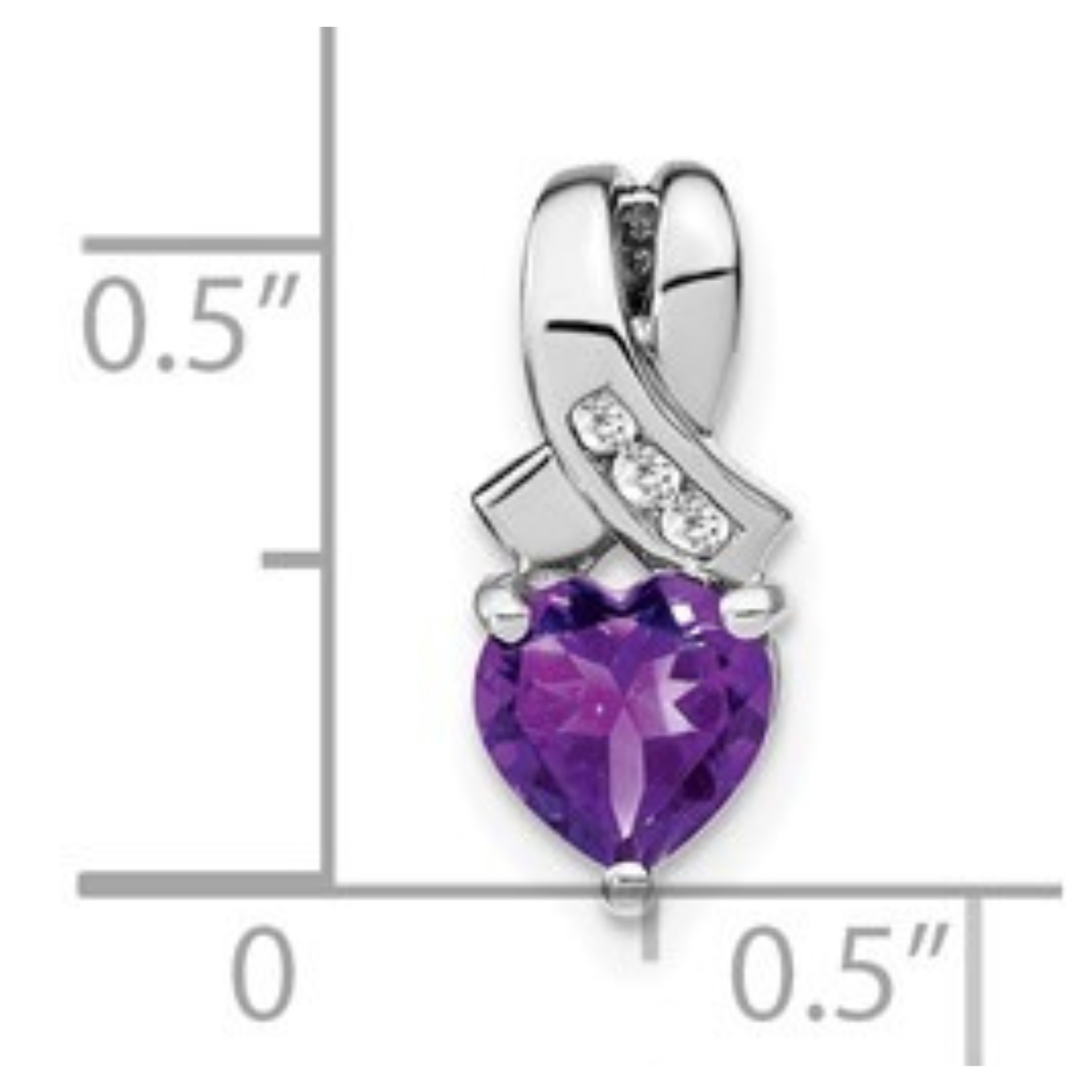 Sterling Silver Gemstones and Diamond Heart Pendant