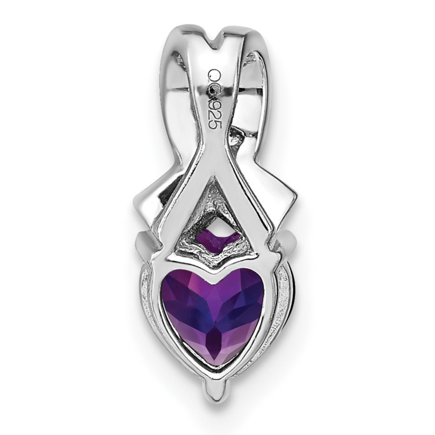 Sterling Silver Gemstones and Diamond Heart Pendant