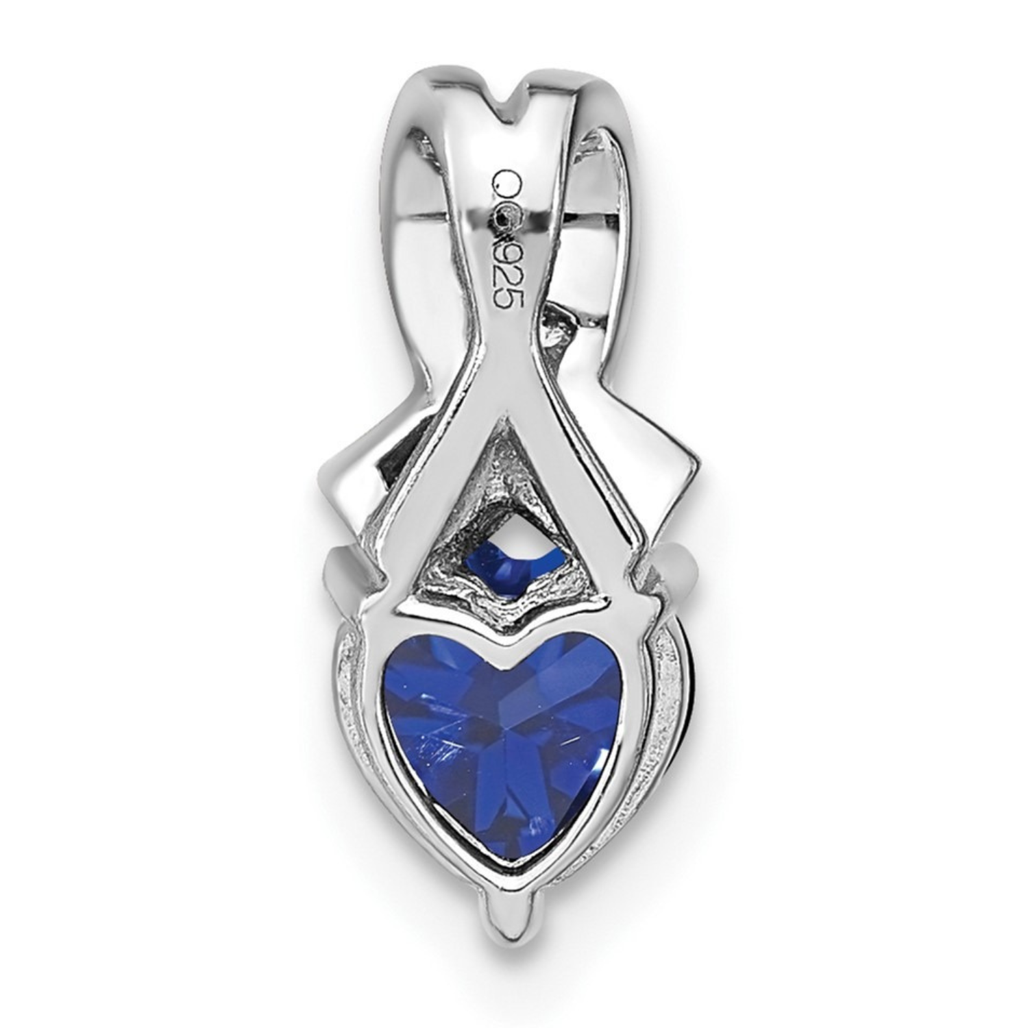 Sterling Silver Gemstones and Diamond Heart Pendant