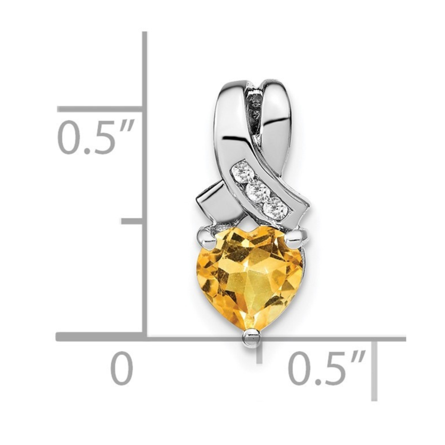 Sterling Silver Gemstones and Diamond Heart Pendant