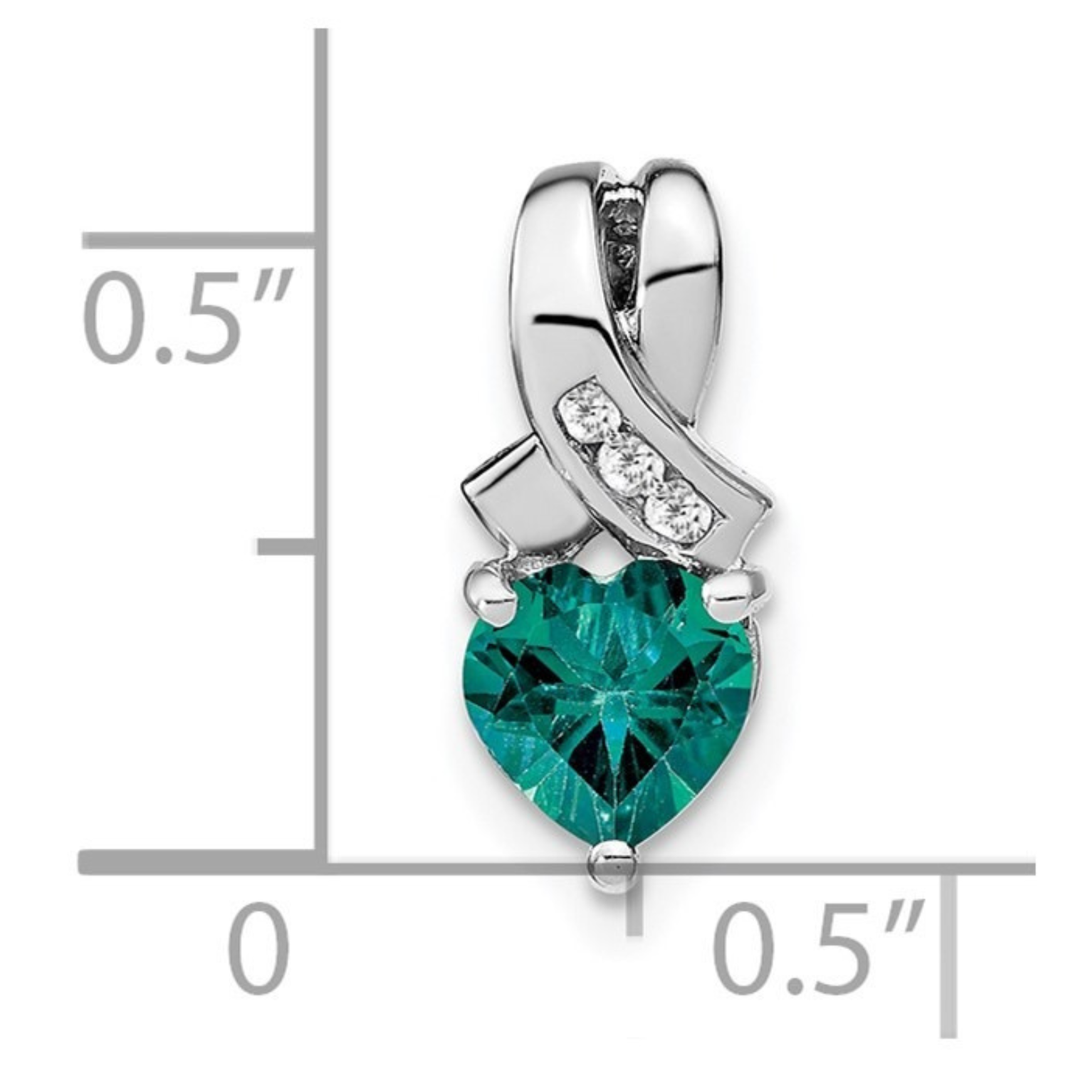 Sterling Silver Gemstones and Diamond Heart Pendant