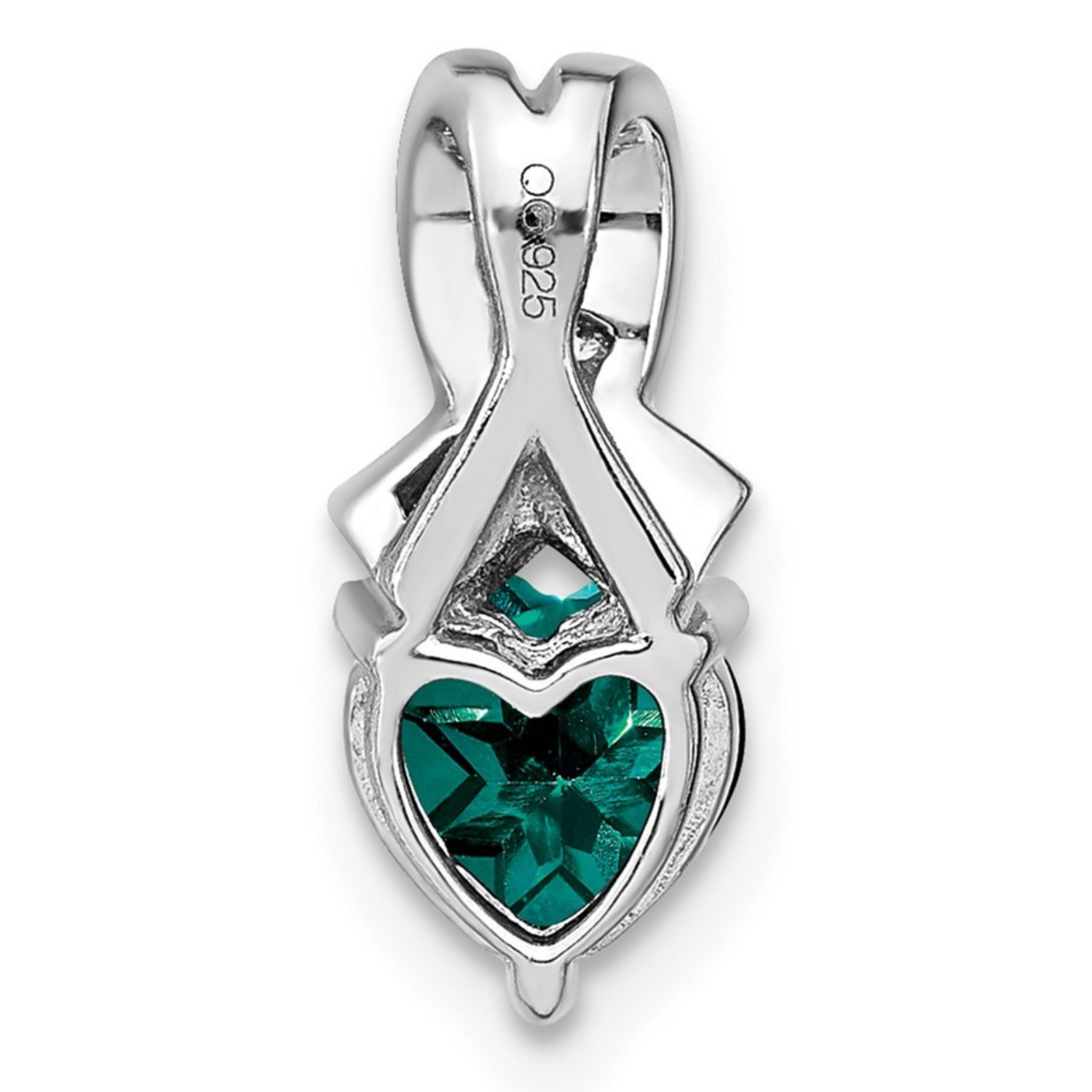 Sterling Silver Gemstones and Diamond Heart Pendant