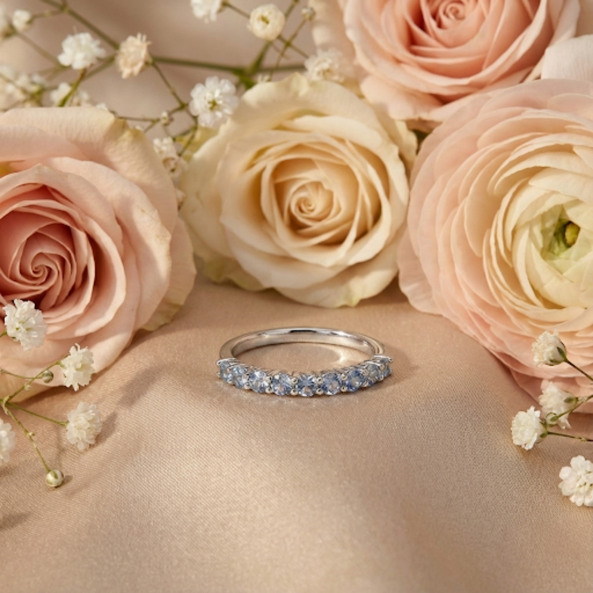 Bague demi-éternité en alexandrite