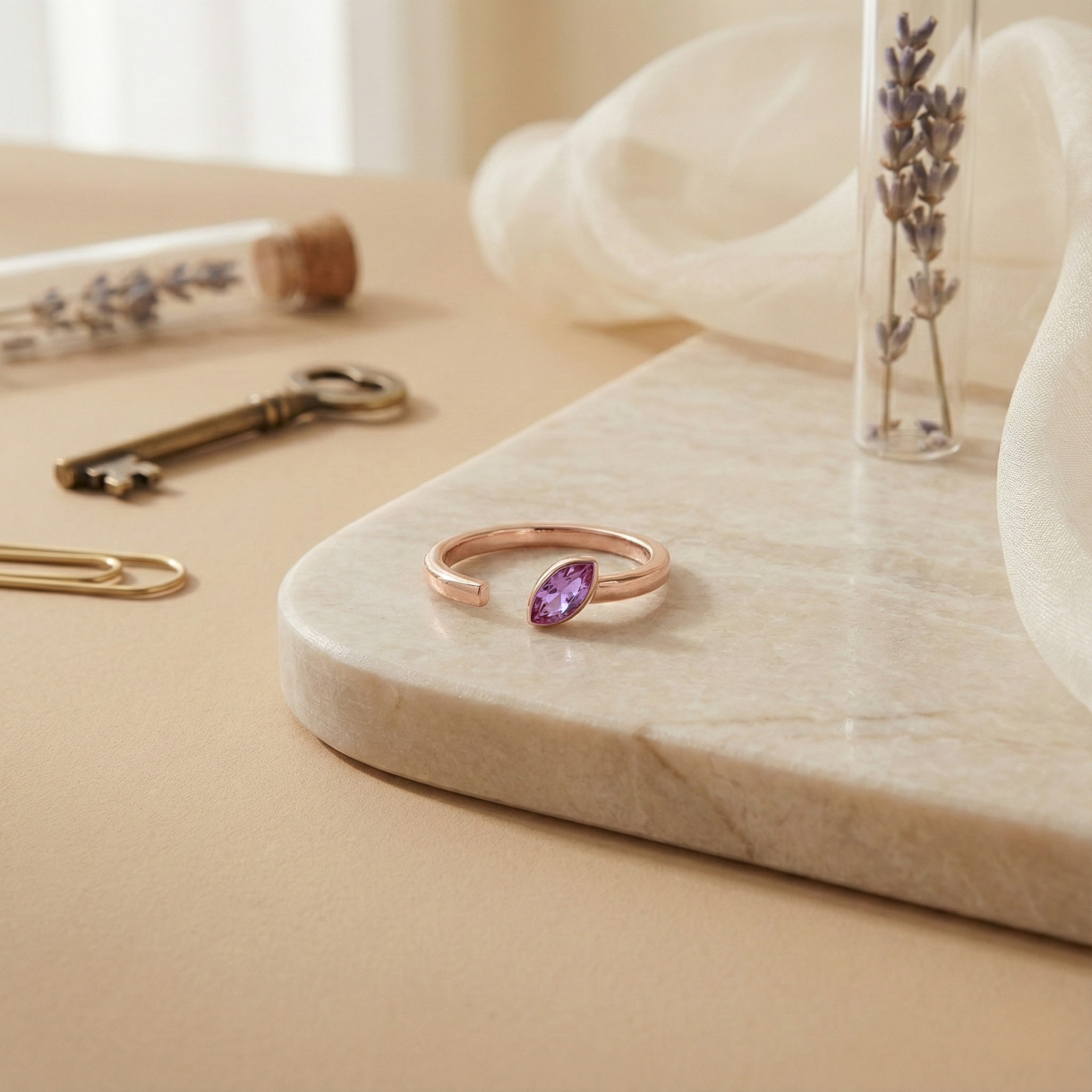 Bagues Midi Ouvertes Marquise Améthyste