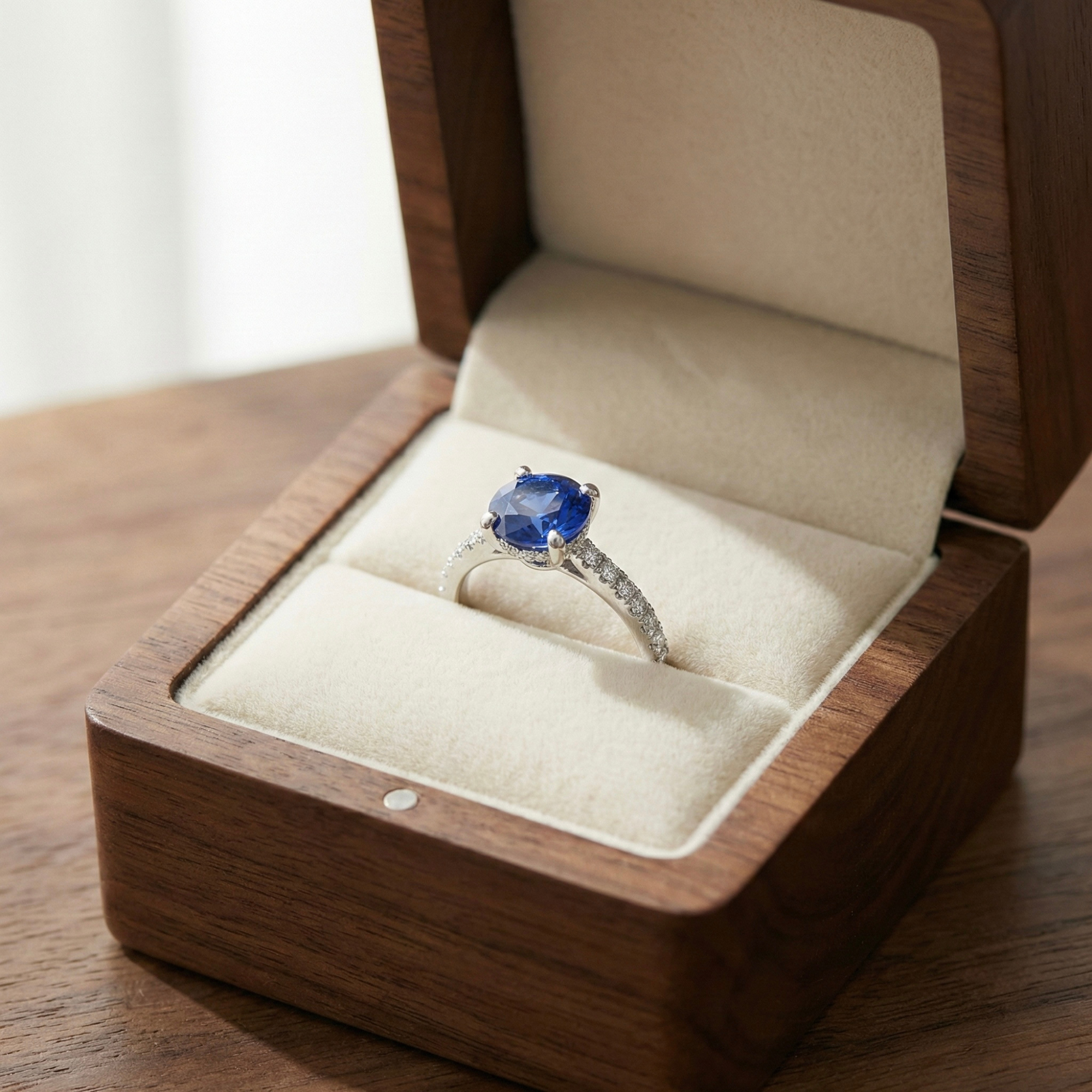Ceylon Sapphire Round Solitare Ring