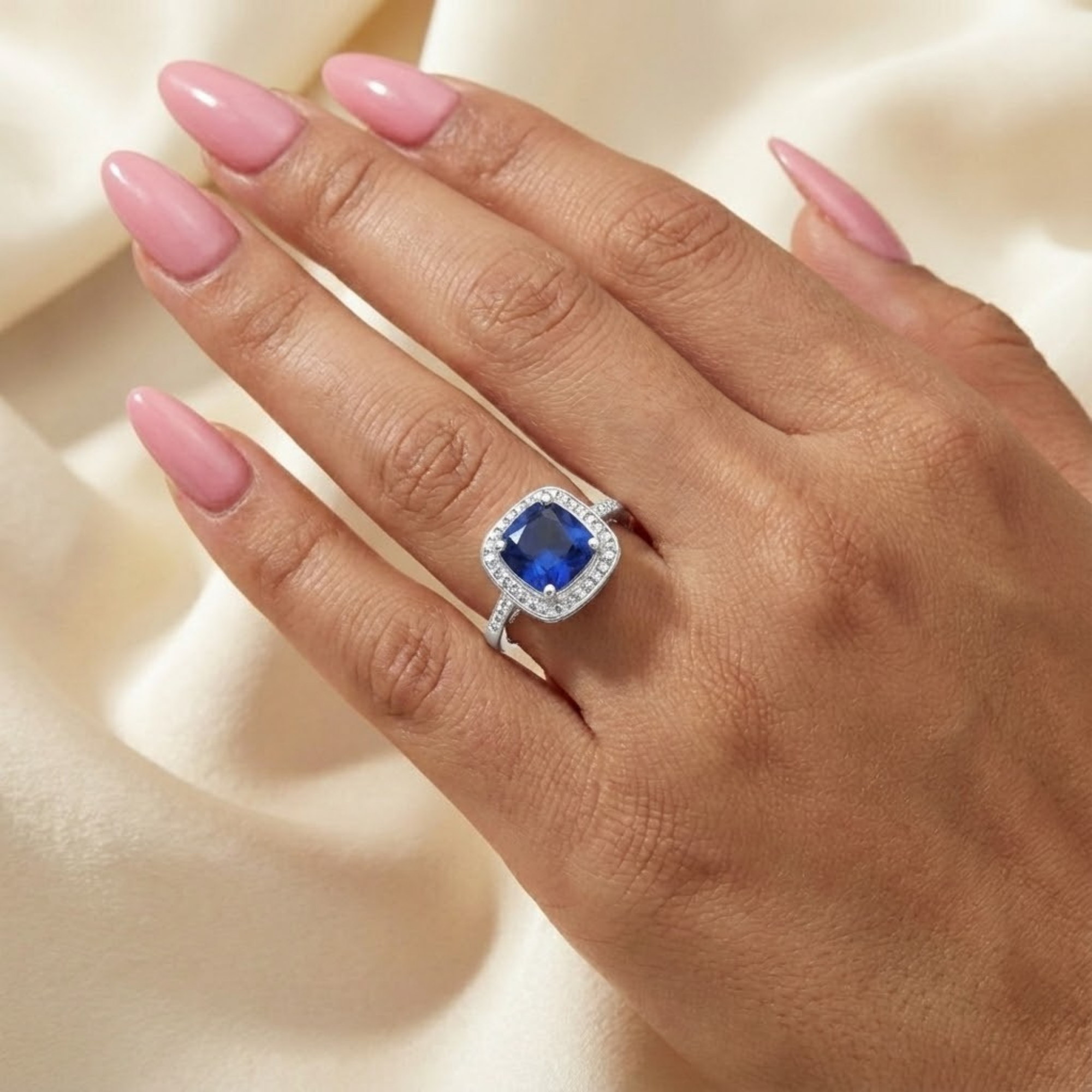 Ceylon Sapphire Cushion Statement Ring