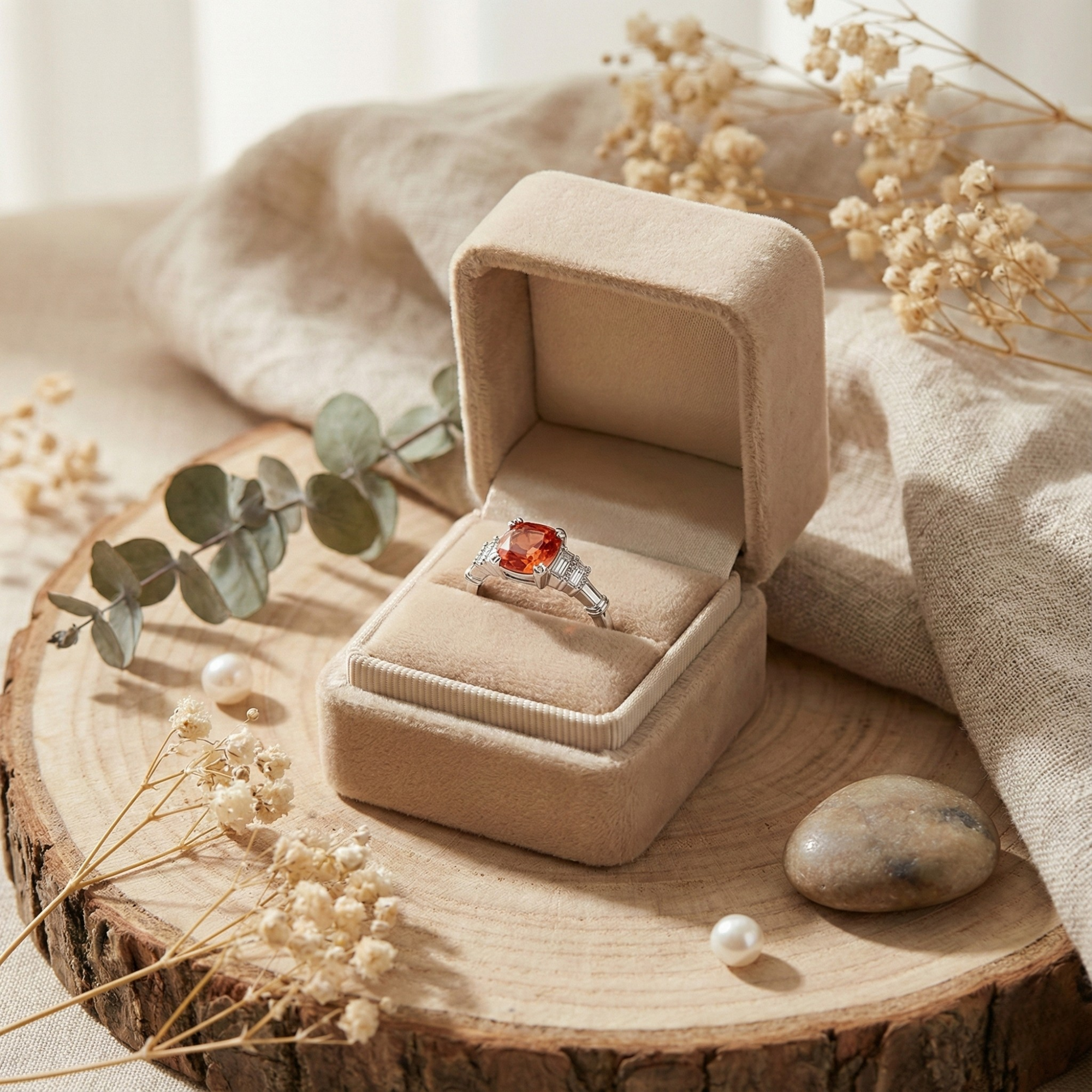 Bague de déclaration en saphir pêche