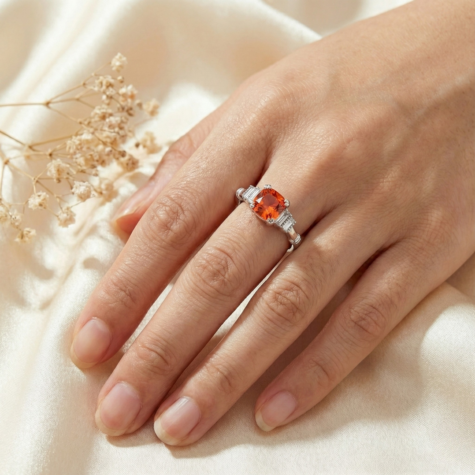 Bague de déclaration en saphir pêche