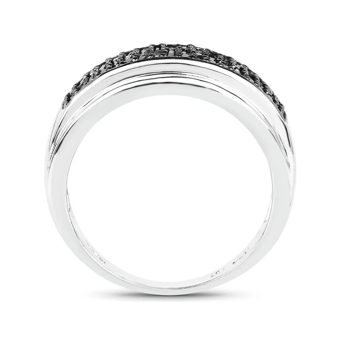 Real Black Diamond Cluster Ring