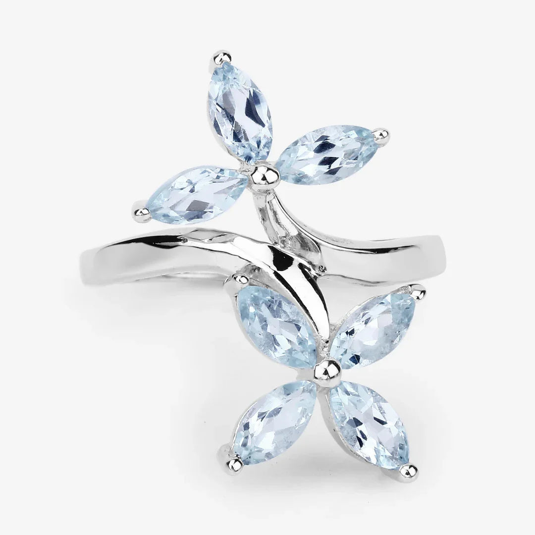 Floral Aquamarine Engagement Ring
