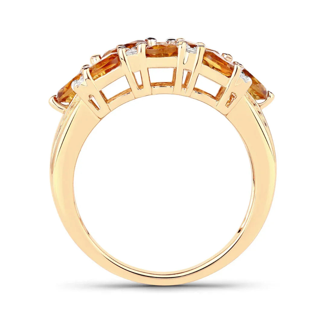 Silver Natural Citrine Cluster Ring