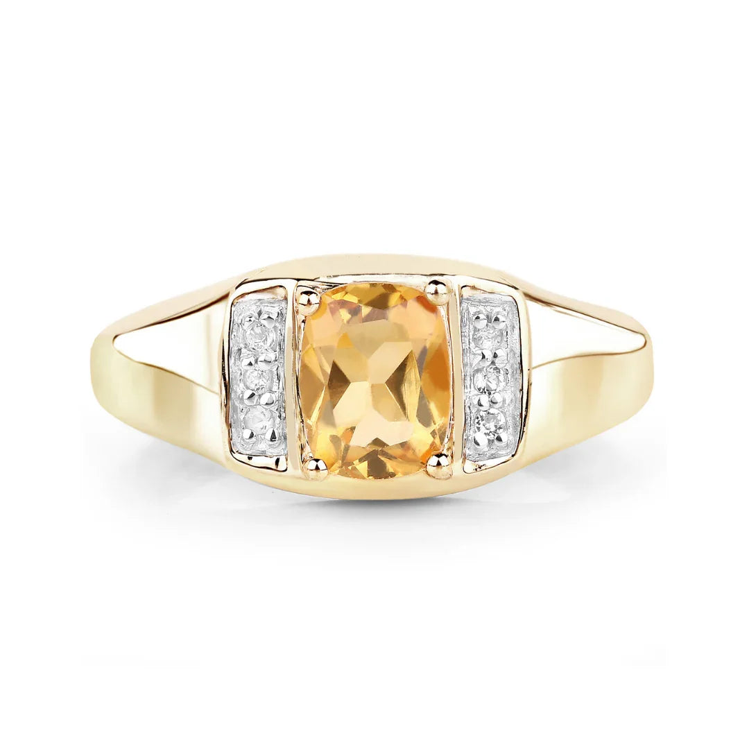 Citrine and White Topaz Unisex Ring