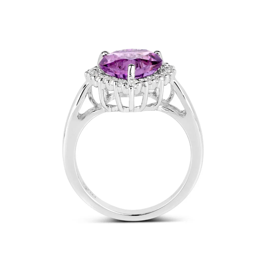 Amethyst Sterling Silver Purple Heart Ring