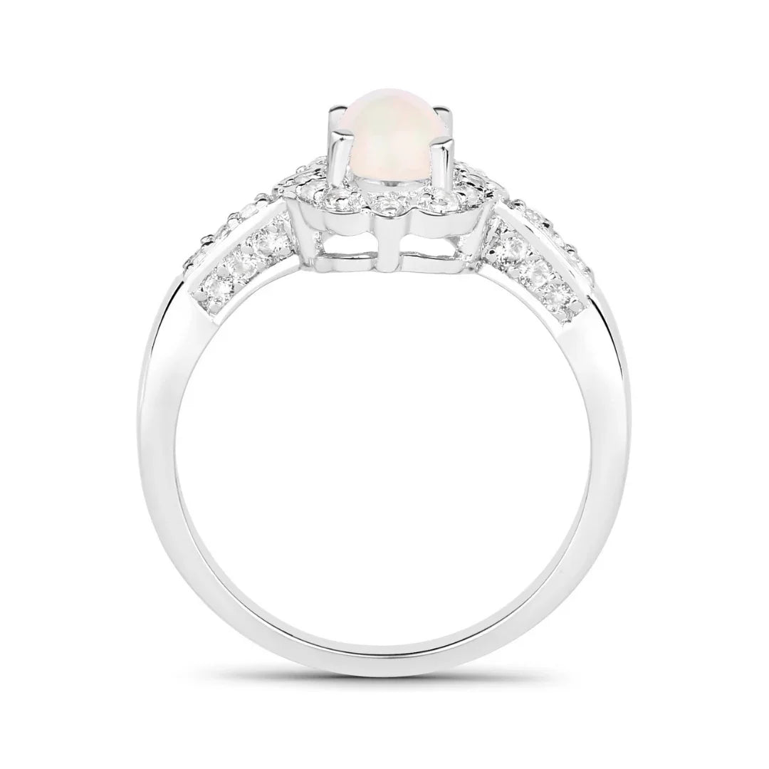 Ethiopian Opal Halo Silver Ring