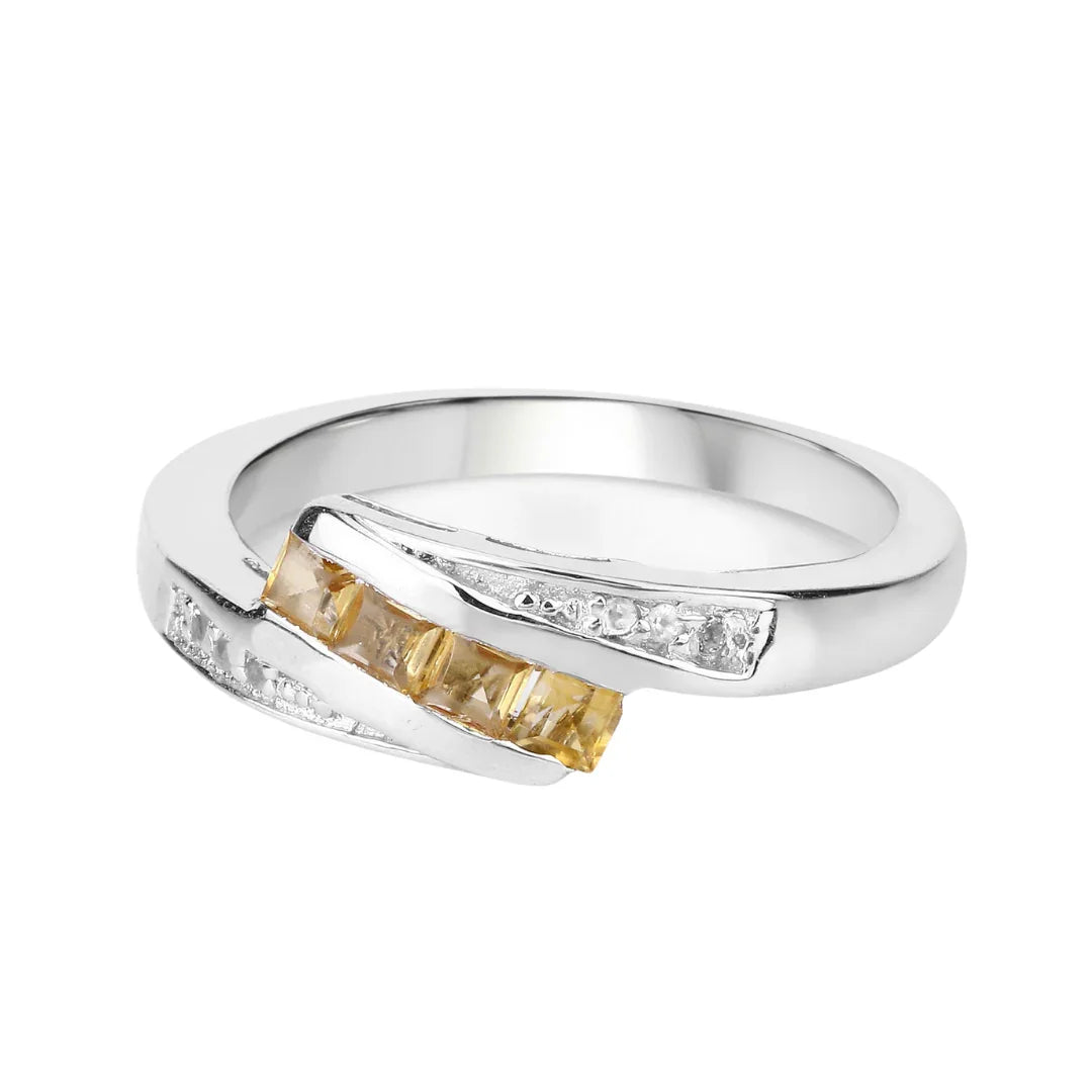 Citrine and White Topaz Bypass Ring