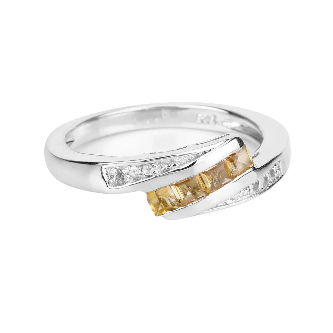 Citrine and White Topaz Bypass Ring